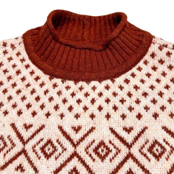 American Eagle Fairisle Mock Neck Cropped Sweater Size M - Picture 11 of 12